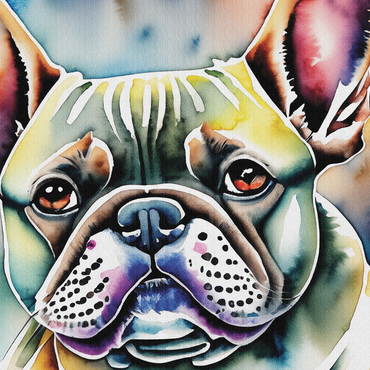 Abstract Watercolor French Bulldog Portrait Wildlife Canvas 1000 Jigsaw Puzzle 3D Modell