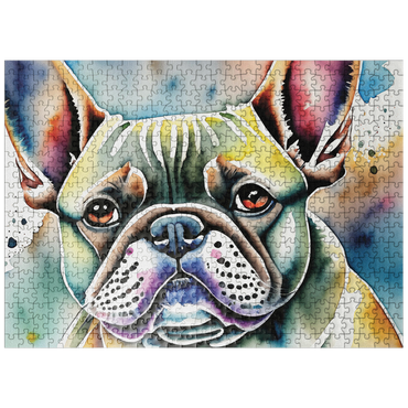 puzzleplate Abstract Watercolor French Bulldog Portrait Wildlife Canvas 500 Jigsaw Puzzle