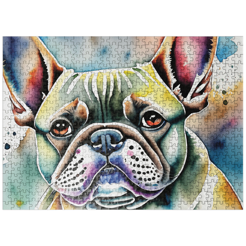 puzzleplate Abstract Watercolor French Bulldog Portrait Wildlife Canvas 500 Jigsaw Puzzle