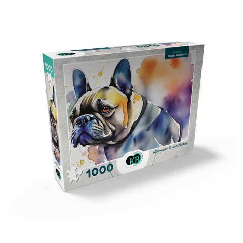 Abstract Watercolor French Bulldog Wildlife Canvas 1000 Jigsaw Puzzle box view2