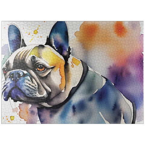 puzzleplate Abstract Watercolor French Bulldog Wildlife Canvas 1000 Jigsaw Puzzle