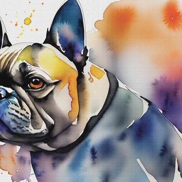 Abstract Watercolor French Bulldog Wildlife Canvas 1000 Jigsaw Puzzle 3D Modell