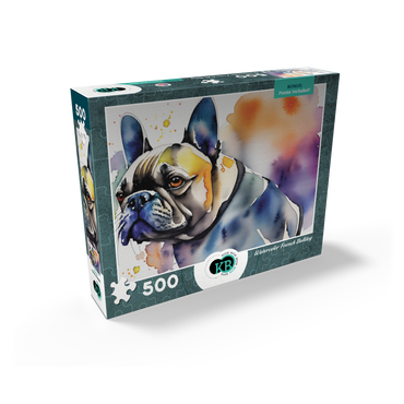 Abstract Watercolor French Bulldog Wildlife Canvas 500 Jigsaw Puzzle box view2