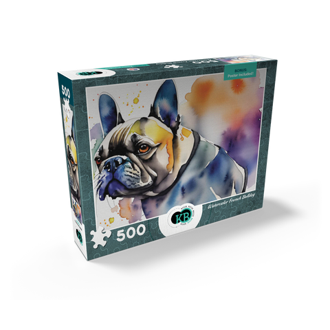 Abstract Watercolor French Bulldog Wildlife Canvas 500 Jigsaw Puzzle box view2