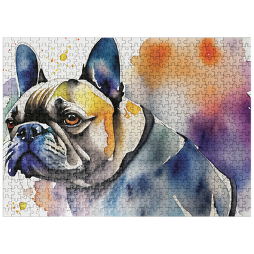 puzzleplate Abstract Watercolor French Bulldog Wildlife Canvas 500 Jigsaw Puzzle