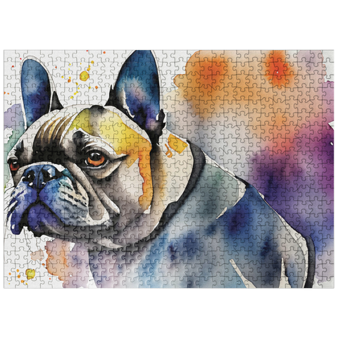 puzzleplate Abstract Watercolor French Bulldog Wildlife Canvas 500 Jigsaw Puzzle