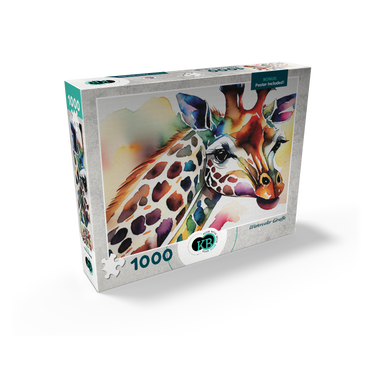 Abstract Watercolor Giraffe Wildlife Canvas 1000 Jigsaw Puzzle box view2