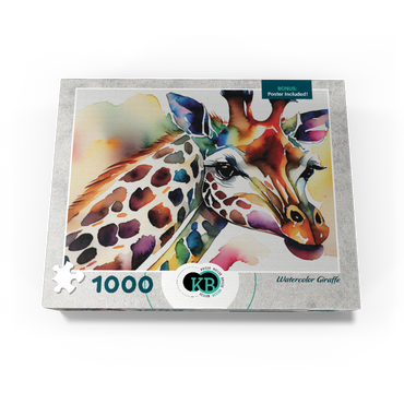 Abstract Watercolor Giraffe Wildlife Canvas 1000 Jigsaw Puzzle box view3