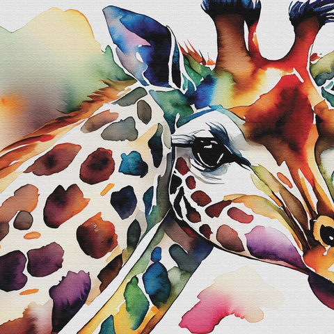 Abstract Watercolor Giraffe Wildlife Canvas 1000 Jigsaw Puzzle 3D Modell