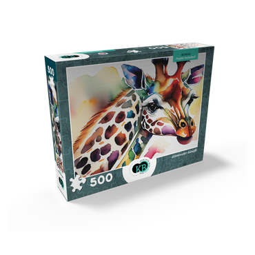 Abstract Watercolor Giraffe Wildlife Canvas 500 Jigsaw Puzzle box view2