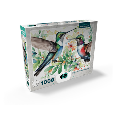 Abstract Watercolor Hummingbird Pair Wildlife Canvas 1000 Jigsaw Puzzle box view2