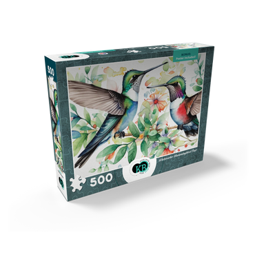 Abstract Watercolor Hummingbird Pair Wildlife Canvas 500 Jigsaw Puzzle box view2