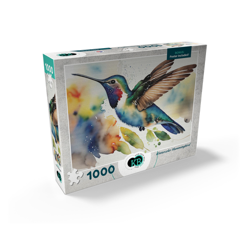 Abstract Watercolor Hummingbird Wildlife Canvas 1000 Jigsaw Puzzle box view2