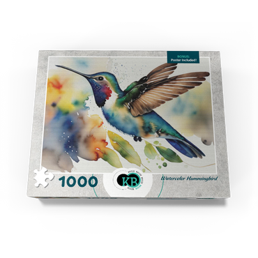 Abstract Watercolor Hummingbird Wildlife Canvas 1000 Jigsaw Puzzle box view3