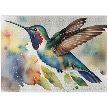 puzzleplate Abstract Watercolor Hummingbird Wildlife Canvas 1000 Jigsaw Puzzle