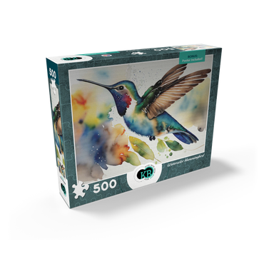 Abstract Watercolor Hummingbird Wildlife Canvas 500 Jigsaw Puzzle box view2