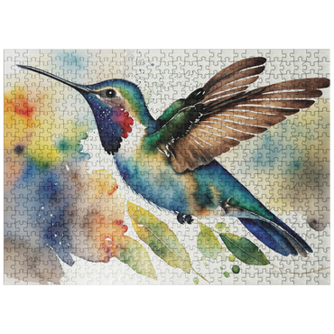 puzzleplate Abstract Watercolor Hummingbird Wildlife Canvas 500 Jigsaw Puzzle