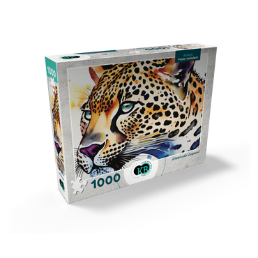 Abstract Watercolor Leopard Wildlife Canvas 1000 Jigsaw Puzzle box view2