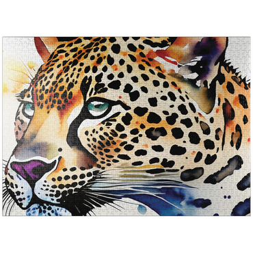 puzzleplate Abstract Watercolor Leopard Wildlife Canvas 1000 Jigsaw Puzzle