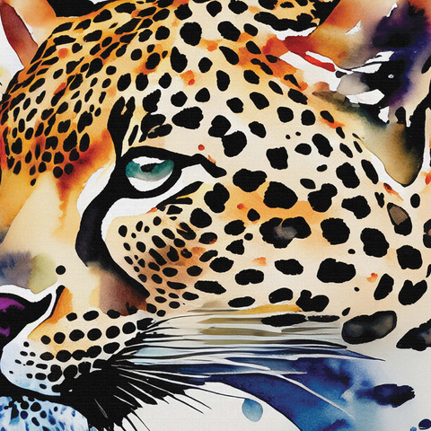 Abstract Watercolor Leopard Wildlife Canvas 1000 Jigsaw Puzzle 3D Modell