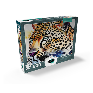 Abstract Watercolor Leopard Wildlife Canvas 500 Jigsaw Puzzle box view2