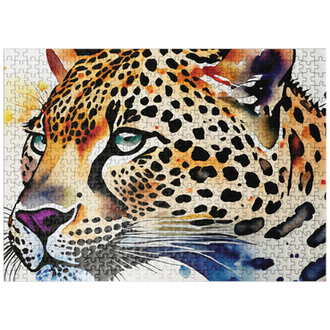 puzzleplate Abstract Watercolor Leopard Wildlife Canvas 500 Jigsaw Puzzle