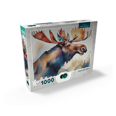 Abstract Watercolor Moose Wildlife Canvas 1000 Jigsaw Puzzle box view2