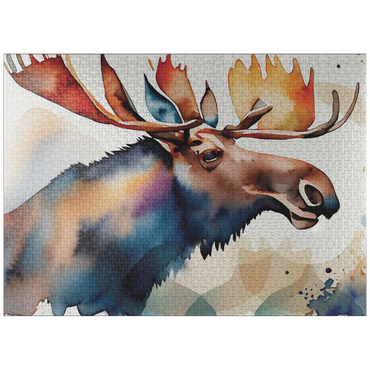 puzzleplate Abstract Watercolor Moose Wildlife Canvas 1000 Jigsaw Puzzle