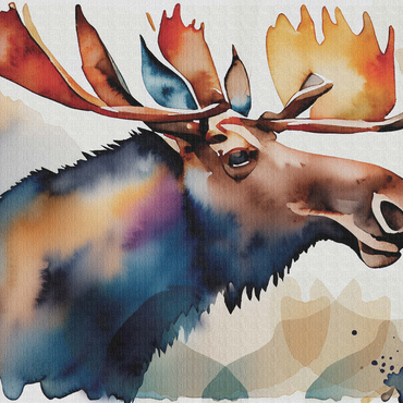 Abstract Watercolor Moose Wildlife Canvas 1000 Jigsaw Puzzle 3D Modell