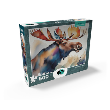 Abstract Watercolor Moose Wildlife Canvas 500 Jigsaw Puzzle box view2