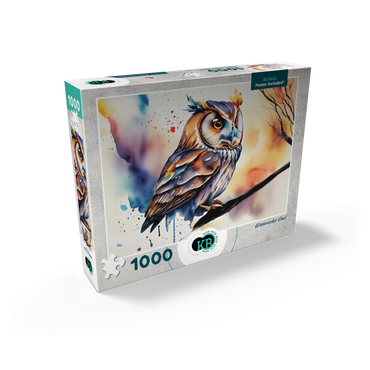 Abstract Watercolor Owl Wildlife Canvas 1000 Jigsaw Puzzle box view2