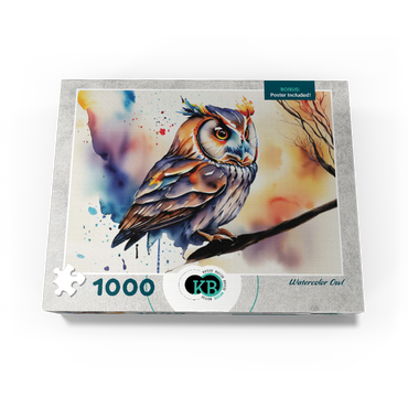 Abstract Watercolor Owl Wildlife Canvas 1000 Jigsaw Puzzle box view3