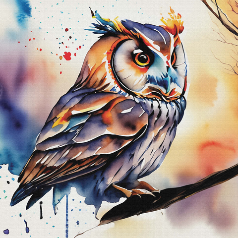 Abstract Watercolor Owl Wildlife Canvas 1000 Jigsaw Puzzle 3D Modell