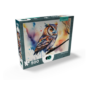 Abstract Watercolor Owl Wildlife Canvas 500 Jigsaw Puzzle box view2