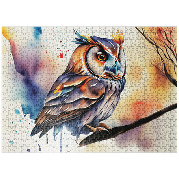 puzzleplate Abstract Watercolor Owl Wildlife Canvas 500 Jigsaw Puzzle