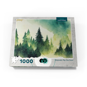 Abstract Watercolor Pine Tree Forest Wildlife Canvas 1000 Jigsaw Puzzle box view3