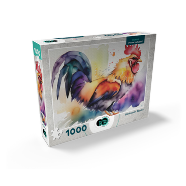 Abstract Watercolor Rooster Wildlife Canvas 1000 Jigsaw Puzzle box view2