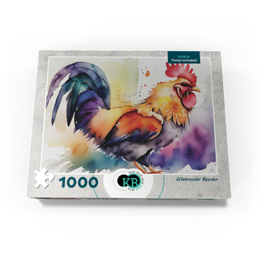 Abstract Watercolor Rooster Wildlife Canvas 1000 Jigsaw Puzzle box view3