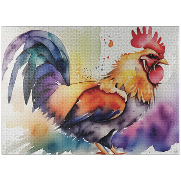 puzzleplate Abstract Watercolor Rooster Wildlife Canvas 1000 Jigsaw Puzzle