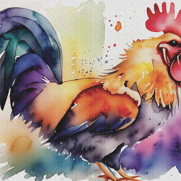 Abstract Watercolor Rooster Wildlife Canvas 1000 Jigsaw Puzzle 3D Modell