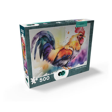 Abstract Watercolor Rooster Wildlife Canvas 500 Jigsaw Puzzle box view2