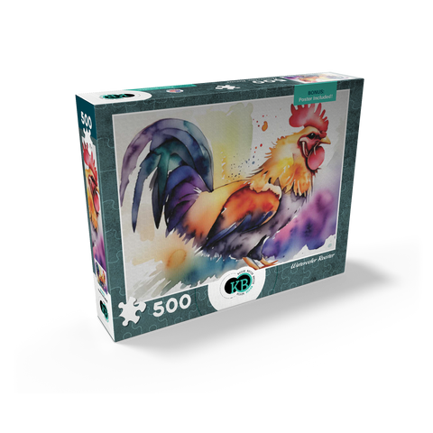 Abstract Watercolor Rooster Wildlife Canvas 500 Jigsaw Puzzle box view2