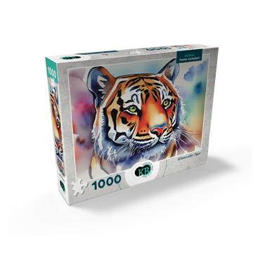 Abstract Watercolor Tiger Wildlife Canvas 1000 Jigsaw Puzzle box view2