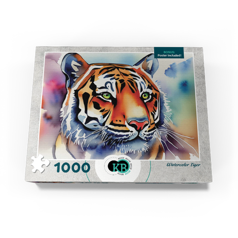 Abstract Watercolor Tiger Wildlife Canvas 1000 Jigsaw Puzzle box view3