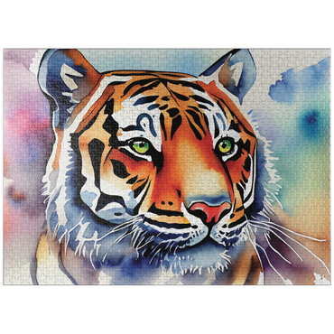 puzzleplate Abstract Watercolor Tiger Wildlife Canvas 1000 Jigsaw Puzzle