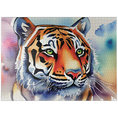 puzzleplate Abstract Watercolor Tiger Wildlife Canvas 1000 Jigsaw Puzzle