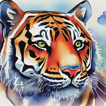 Abstract Watercolor Tiger Wildlife Canvas 1000 Jigsaw Puzzle 3D Modell