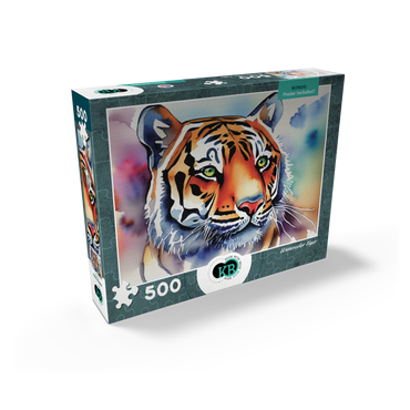 Abstract Watercolor Tiger Wildlife Canvas 500 Jigsaw Puzzle box view2