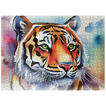 puzzleplate Abstract Watercolor Tiger Wildlife Canvas 500 Jigsaw Puzzle