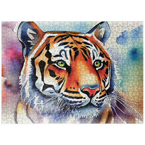 puzzleplate Abstract Watercolor Tiger Wildlife Canvas 500 Jigsaw Puzzle